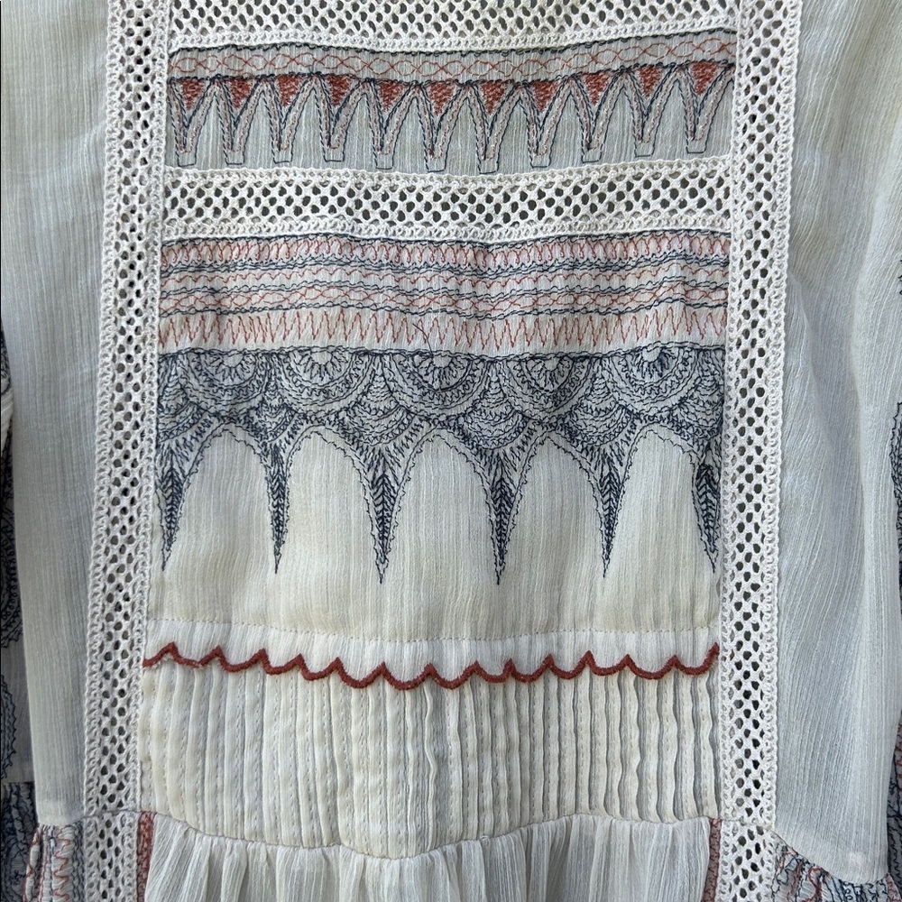 Anthropologie Meave Toronto Maxi Dress Bohemian Boho Embroidered Flowy Gauze Sm - Picture 6 of 10